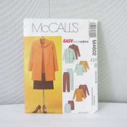 4602 MCCALLS EASY LONG JACKET, TOP, TUNIC, SKIRT, PANTS PATTERN 12-18 UNCUT